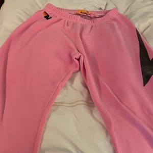 Aviator Nation pink sweatpants w/ black lightening bolt